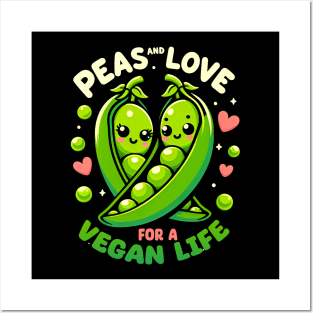 Peas & Love for a Vegan Life | funny Vegan lover Posters and Art